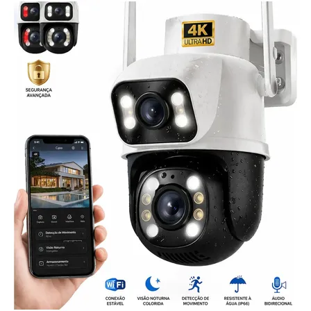 Câmera de Segurança Wi-Fi 4K Externa IP66